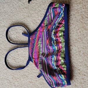 Title Nine Swim Top Sporty Bikini Tie Back Halter Multicolor Geometric Small